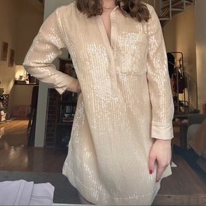 Tan Sparkly Shirt Dress
